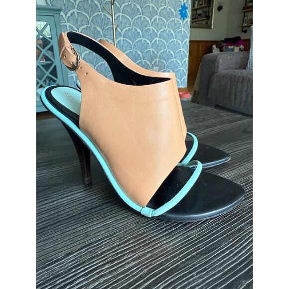 Rebecca Minkoff Leather Colorblock Pattern Slingback Sandals Sz. 6.5 - Picture 4 of 9